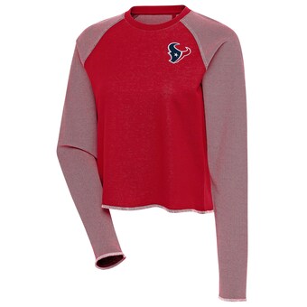 Women's Antigua Red/White Houston Texans Play Long Sleeve T-Shirt