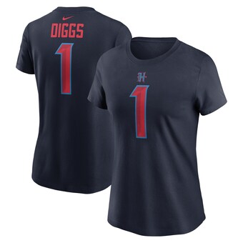 Women's Nike Stefon Diggs Navy Houston Texans Player Name & Number T-Shirt
