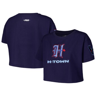 Women's Houston Texans Pro Standard Navy H-Town Cropped Boxy T-Shirt