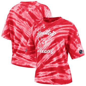 Women's Houston Texans WEAR by Erin Andrews Red Tie-Dye T-Shirt