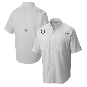 Men's Indianapolis Colts Columbia White Tamiami Omni-Shade Button-Down Shirt