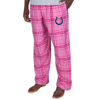 Men's Indianapolis Colts Concepts Sport Pink Ultimate Plaid Flannel Pajama Pants