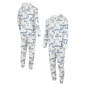 Men's Indianapolis Colts Concepts Sport White Allover Print Docket Union Full-Zip Hooded Pajama Suit