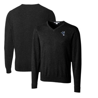 Men's Indianapolis Colts Cutter & Buck Black Throwback Logo Lakemont Tri-Blend V-Neck Pullover Sweater