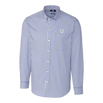 Men's Indianapolis Colts Cutter & Buck Royal Big & Tall Stretch Gingham Long Sleeve Woven Button Down Shirt