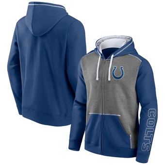 Men's Indianapolis Colts Fanatics Heathered Charcoal/Royal Expansion Full-Zip Hoodie