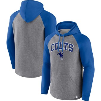 Men's Indianapolis Colts Fanatics Heathered Gray/Royal By Design Raglan Pullover Hoodie