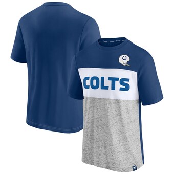 Men's Indianapolis Colts Fanatics Royal/Heathered Gray Throwback Colorblock T-Shirt