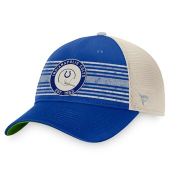 Men's Indianapolis Colts Fanatics Royal/Natural True Classic Circle Striped Trucker Snapback Hat