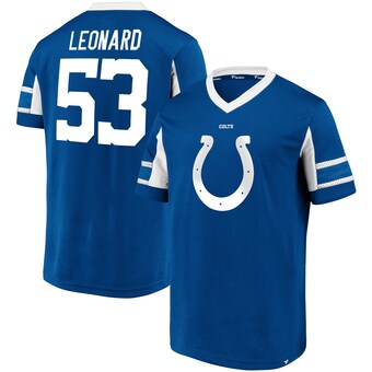 Men's Indianapolis Colts Shaquille Leonard Fanatics Royal Hashmark Player Name & Number V-Neck Top