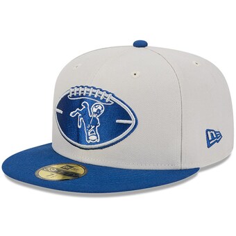 Men's Indianapolis Colts New Era Stone/Royal 2024 Sideline Historic 59FIFTY Fitted Hat