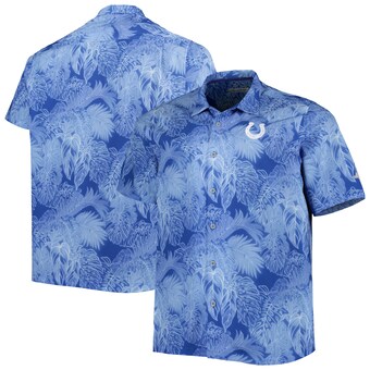 Men's Indianapolis Colts Tommy Bahama Royal Big & Tall Bahama Coast Luminescent Fronds Camp IslandZone Button-Up Shirt