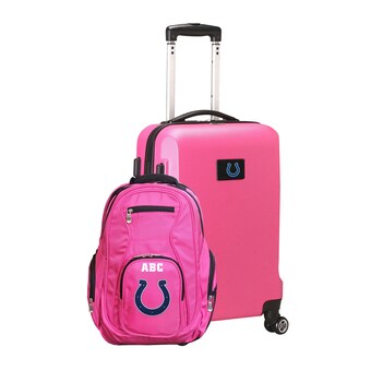 Indianapolis Colts MOJO Pink Personalized Deluxe 2-Piece Backpack & Carry-On Set