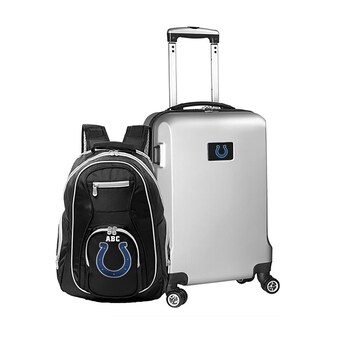 Indianapolis Colts MOJO Silver Personalized Deluxe 2-Piece Backpack & Carry-On Set