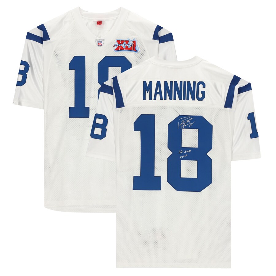 Autographed Indianapolis Colts Peyton Manning Fanatics Authentic White Mitchell & Ness Super Bowl Authentic Jersey with "SB XLI MVP" Inscription