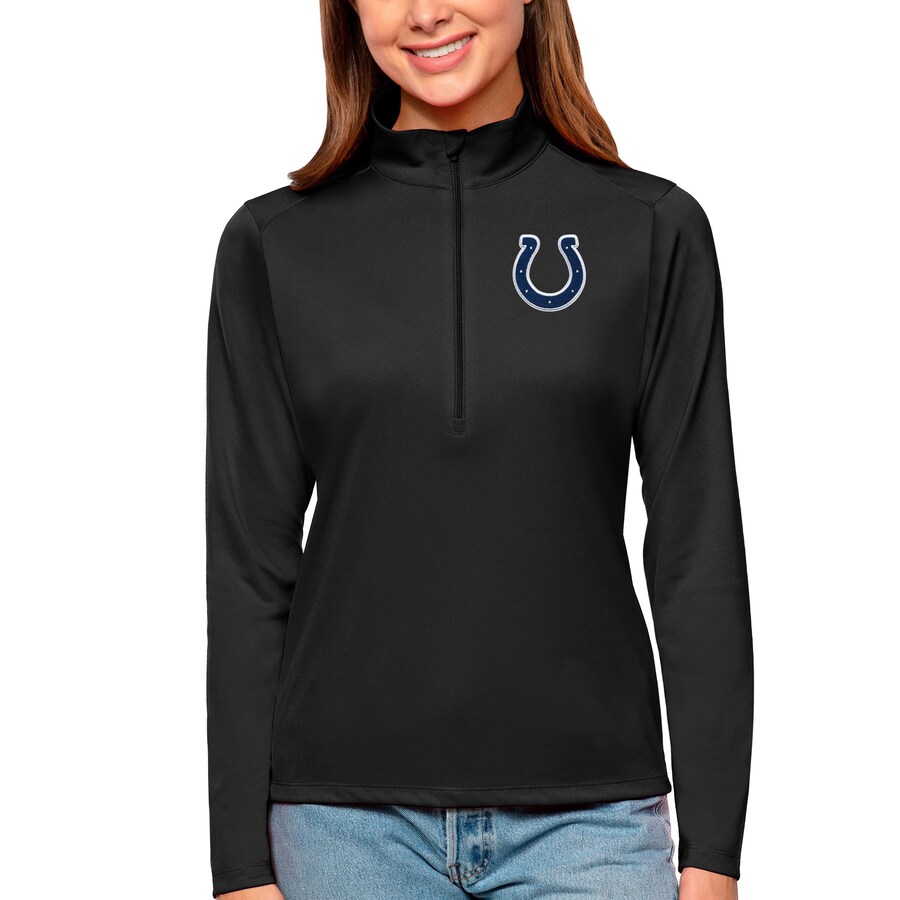 Women's Indianapolis Colts Antigua Black Tribute Half-Zip Top