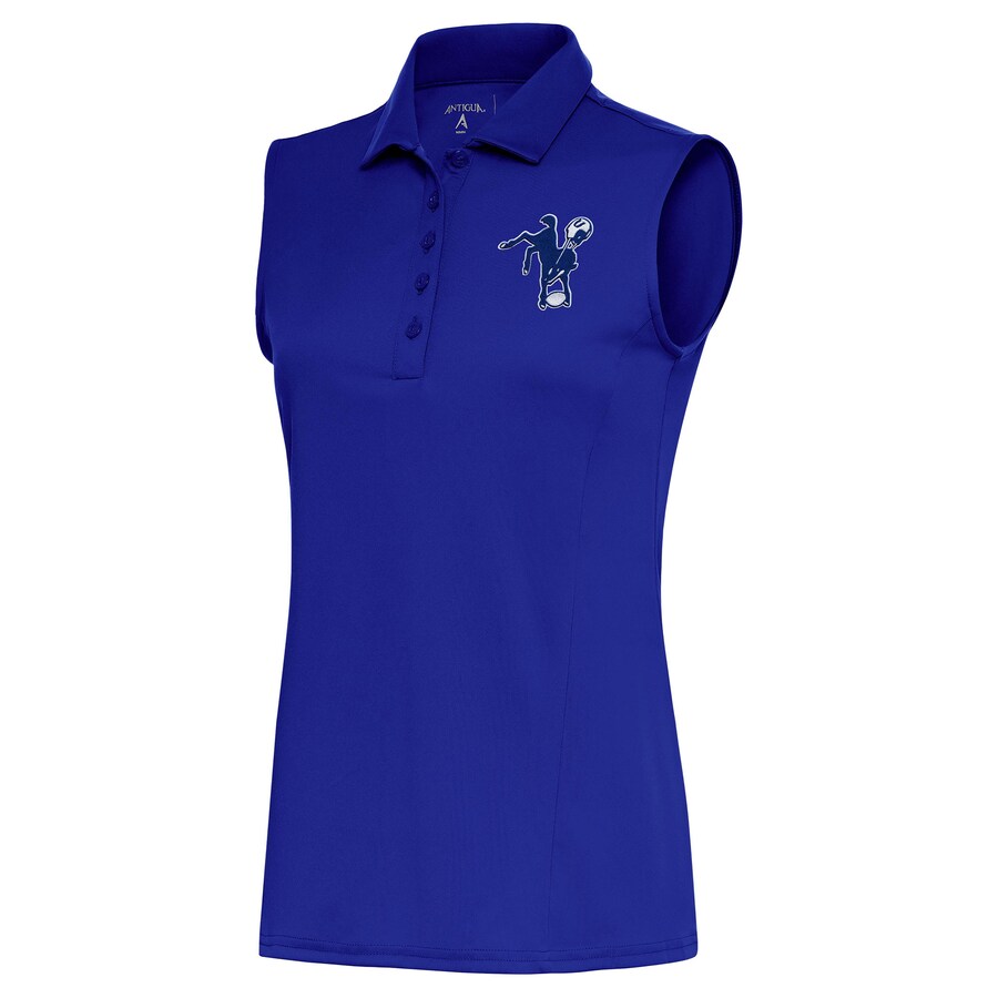 Women's Indianapolis Colts Antigua Royal Throwback Logo Sleeveless Tribute Polo