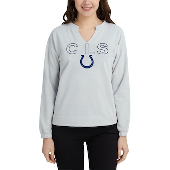 Women's Indianapolis Colts Concepts Sport Gray Sunray Notch Neck Long Sleeve T-Shirt