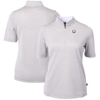 Women's Indianapolis Colts  Cutter & Buck Gray  DryTec Virtue Eco Pique Stripe Recycled Polo