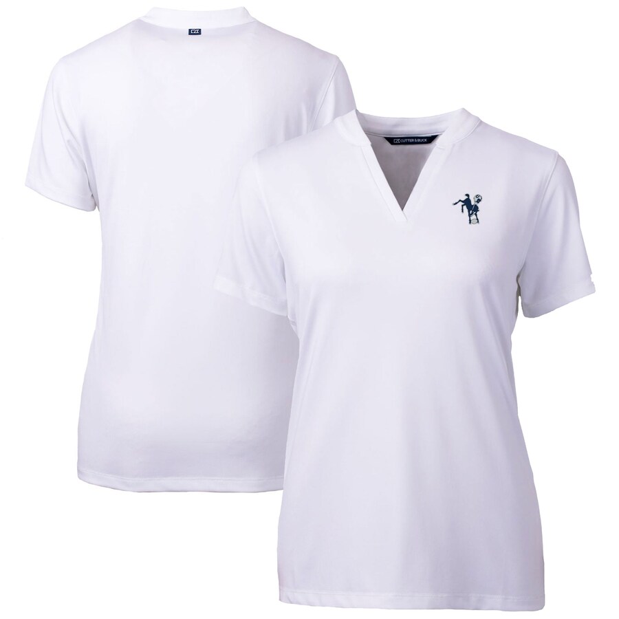 Women's Indianapolis Colts Cutter & Buck White Throwback Logo Forge Blade V-Neck Polo