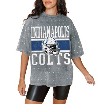 Women's Indianapolis Colts Gameday Couture Gray Oversized Mini Rhinestone Classic T-Shirt