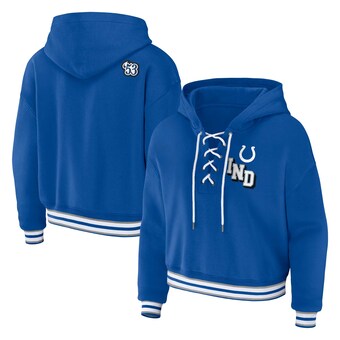 Women's Indianapolis Colts WEAR by Erin Andrews Royal Plus Size Lace-Up Pullover Hoodie