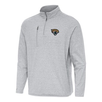 Men's Jacksonville Jaguars Antigua Heather Gray Certain Tri-Blend Quarter-Zip Top