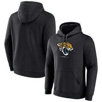 Men's Jacksonville Jaguars Black Logo Team Lockup Fitted Pullover Hoodie