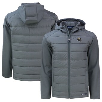 Men's Jacksonville Jaguars  Cutter & Buck Gray Helmet Big & Tall Evoke Hybrid Eco Softshell Recycled Full-Zip Hoodie Jacket