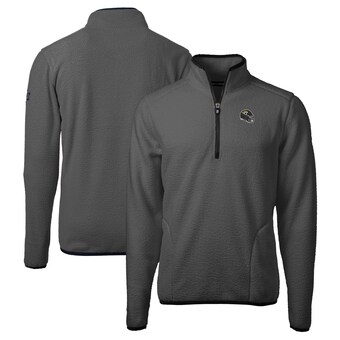 Men's Jacksonville Jaguars  Cutter & Buck Gray/Black Helmet Cascade Eco Sherpa Fleece Quarter-Zip Pullover Jacket