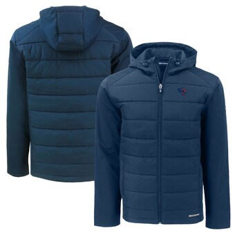 Men's Jacksonville Jaguars Cutter & Buck Navy  Americana Evoke Hybrid Eco Softshell Recycled Full-Zip Hooded Jacket