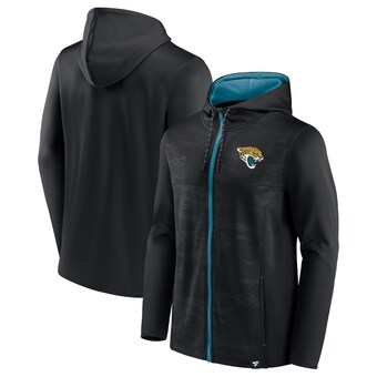 Men's Jacksonville Jaguars Fanatics Black/Teal Ball Carrier Full-Zip Hoodie