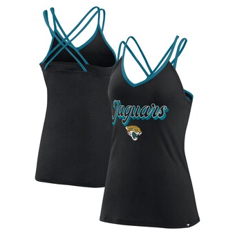 Women's Jacksonville Jaguars Fanatics Black Go For It Strappy Crossback Tank Top