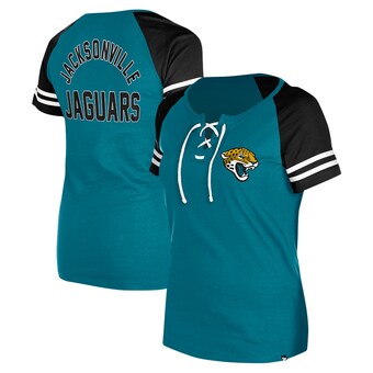 Women's Jacksonville Jaguars New Era Teal  Lace-Up Raglan T-Shirt