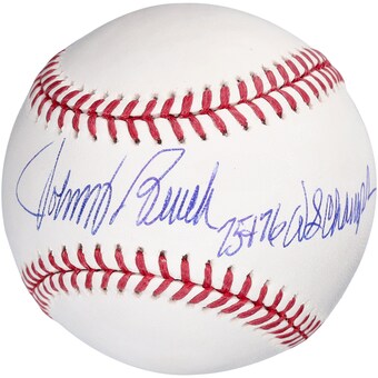 Autographed Cincinnati Reds Johnny Bench Fanatics Authentic Baseball with "75 + 76 WS Champs" Inscription