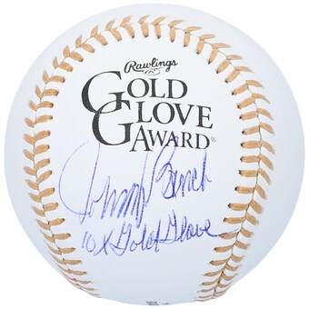 Autographed Cincinnati Reds Johnny Bench Fanatics Authentic Gold Glove Baseball with "10x Gold Glove" Inscription