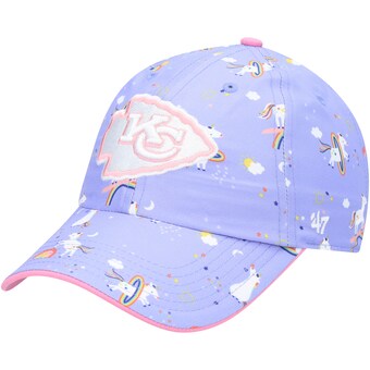 Girls Preschool Kansas City Chiefs '47 Purple Unicorn Clean Up Adjustable Hat