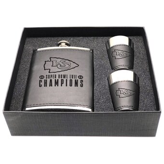 Kansas City Chiefs Super Bowl LVII Champions Leather Flask & Shot Glass Set