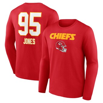 Men's Chris Jones Red Kansas City Chiefs Wordmark Player Name & Number Long Sleeve T-Shirt