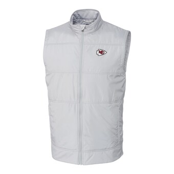 Men's Cutter & Buck Heather Gray Kansas City Chiefs Big & Tall Stealth Full-Zip Vest