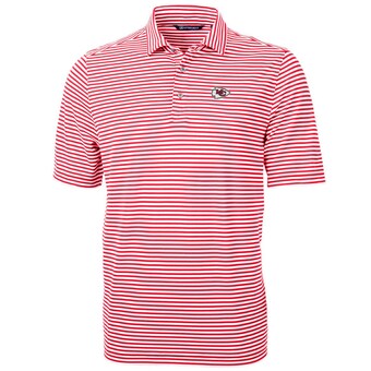 Men's Cutter & Buck Red Kansas City Chiefs Big & Tall Virtue Eco Pique Stripe Recycled Polo