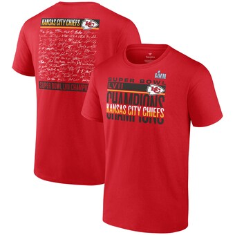 Men's Fanatics Red Kansas City Chiefs Super Bowl LVII Champions Signature Roster T-Shirt