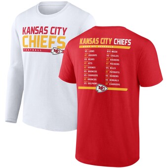 Men's Fanatics Red/White Kansas City Chiefs Two-Pack 2023 Schedule T-Shirt Combo Set