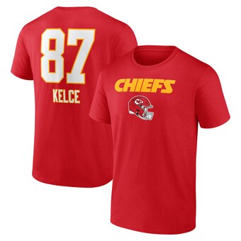 Men's Kansas City Chiefs Travis Kelce Fanatics Red Team Wordmark Player Name & Number T-Shirt