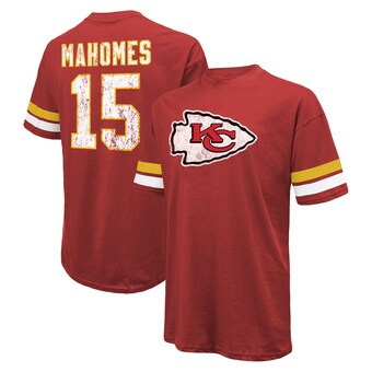 Men's Kansas City Chiefs Patrick Mahomes Majestic Threads Red Name & Number Oversize Fit T-Shirt