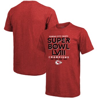 Men's Kansas City Chiefs Majestic Threads Red Super Bowl LVIII Champions Tri-Blend T-Shirt