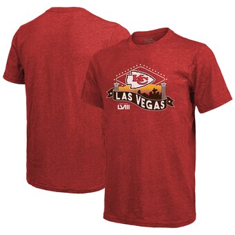 Men's Kansas City Chiefs Majestic Threads Red Super Bowl LVIII Tri-Blend T-Shirt