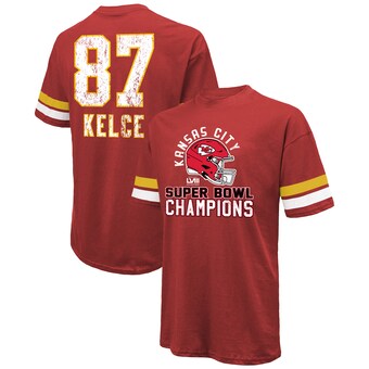 Men's Kansas City Chiefs Travis Kelce Majestic Threads Red Super Bowl LVIII Name & Number Oversized T-Shirt