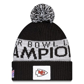 Men's Kansas City Chiefs  New Era Graphite Super Bowl LVIII Champions Parade Cuffed Pom Knit Hat