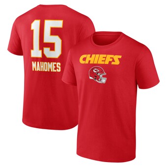 Men's Patrick Mahomes Red Kansas City Chiefs Team Wordmark Name & Number T-Shirt